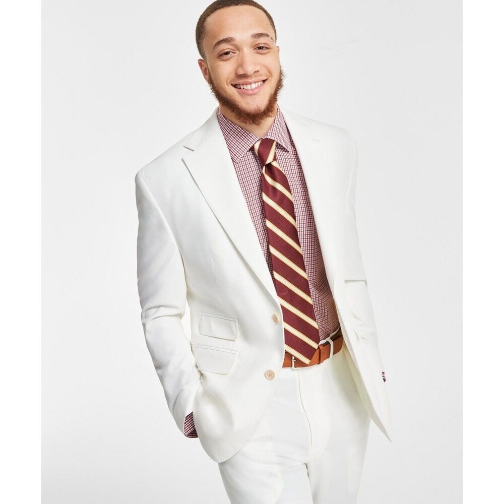 $360 NEW TAYION BY MONTEE HOLLAND Mens 42S White Blazer Sport Coat Suit Jacket
